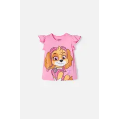 NICKELODEON - Camiseta de Paw patrol manga corta rosada para niña 2T a 6T