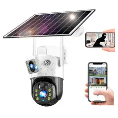AMERICAN GENERICS - Cámara doble lente con panel solar monitoreo remoto wifi