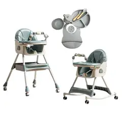 GENERICO - Silla Comedor Mecedora De Bebe Plegable +vajilla En Silicona