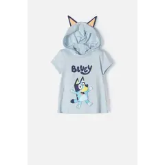 BLUEY - Camiseta de con capucha azul para niña 2T a 6T