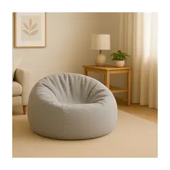 DORMIPUFF - Puff Redondo Gris Gigante Silla Tela Lona