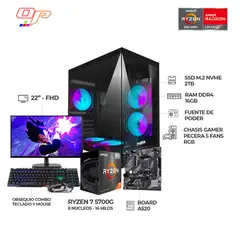 POWER GROUP - PC GAMER RYZEN 7 5700G/ MONITOR 22 FHD/ CHASIS PECERA 5 FANS/ RAM 16GB / 2TB