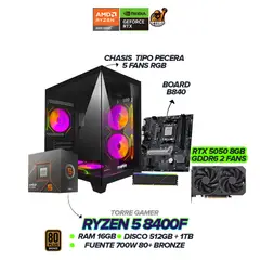 AMD - TORRE GAMER RYZEN 5 8400F / RTX 5050 8GB / 16GB RAM / SSD 1.5TB / B840 / 700W