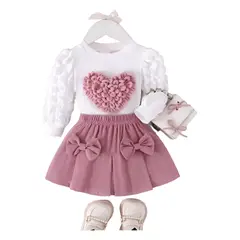 FRAGOLA KIDS - Conjunto Para Bebé Vestido 9-12 M Estampado De Corazón Y Falda