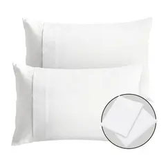 ENERGY PLUS - Set x2 Fundas de Almohadas 180 Hilos Blancas Algodón 70x50
