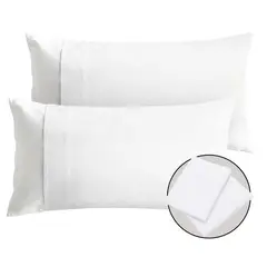 ENERGY PLUS - Set x2 Fundas de Almohadas 180 Hilos Blancas Algodón 90x50