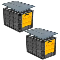 ENERGY PLUS - Set x2 Canastillas plásticas apilables con Ventana + Tapas