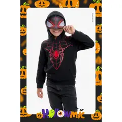 MARVEL - Buzo de Spider-man con capucha negro para niño