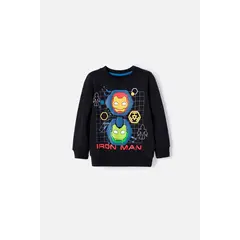 MARVEL - Buzo de Ironman cerrado negro para niño 2T a 5T