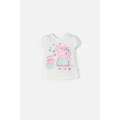 HASBRO - Camiseta de Peppa Pig marfil estampada en frente para niña 2T a 5T