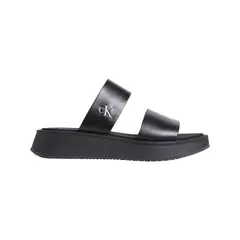 CALVIN KLEIN - Sanalias negro e cuero con plataforma