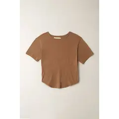 TENNIS - Camiseta con corte tipo corsé café para mujer