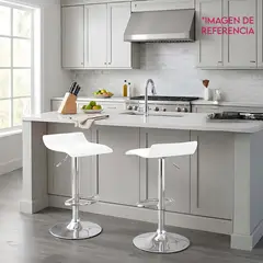 DIMATEX LEON - Silla Bar Butaco Alta Giratoria Pvc Barra Cocina Reffresno Blanco Fresno