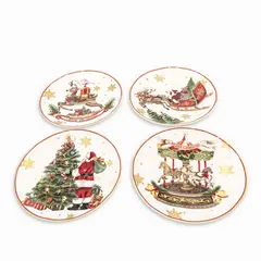 AMBIENTE GOURMET - Plato mediano noche buena snow 21cm setx4