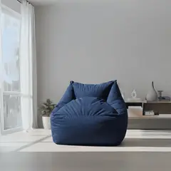 ESTILO RELAX - Sillón puff Kubox en microfibra - Azul oscuro