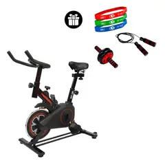 K6 - Kit Bicicleta Spinning + Set de Bandas+ Lazo Para Saltar+ Rueda de Abs.