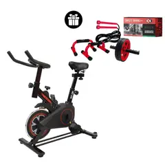 K6 - Bicicleta Spinning + Lazo Para Saltar + Base Flexiones + Rueda Abs.