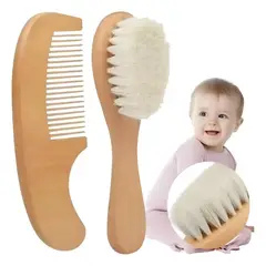 FRAGOLA KIDS - Kit Cepillo Y Peine Para Bebe En Madera Cerdas Naturales