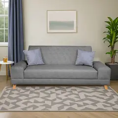 GENERICO - Sofá Cama Primavera Sintético Gris Plata de alta resistencia + 2 Cojines