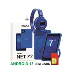 KRONO - Tablet 7 Pulgadas Sim Card 32GB Android 13 + DIADEMA Bluetooth Azul