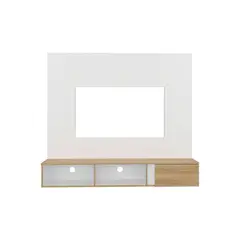 RTA DESIGN - Panel para TV Light, Blanco Duqueza y Fresno Europeo, Televisor de 65"
