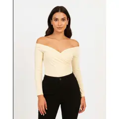 MOLGOA - Body para Mujer Cuello Bandeja Manga Larga - Lauren Marfil