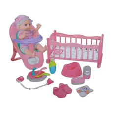 GENERICO - Muñeco Bebe 3 En 1 Coche Silla Cuna Juguete Hace Del Baño