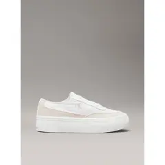 CALVIN KLEIN - Tenis blanco de lona con plataforma