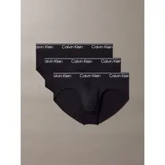 CALVIN KLEIN - Pack negro de 3 slips de cadera - Microfibre Stretch