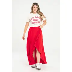 RAGGED - Falda larga lindsay Rojo medio