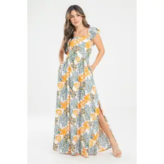 RAGGED - Vestido largo harlize Marfil