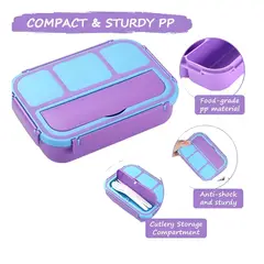 QAIMEW - Lonchera Bento Con 4 Compartimentos, Recipiente Para Salsa