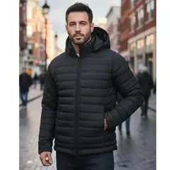 GENERICO - Chaqueta Abrigo Hombre Impermeable Acolchada Urbana Con Capota