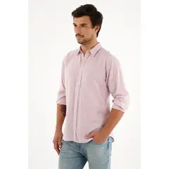 TENNIS - Camisa rosada a rayas manga larga para hombre