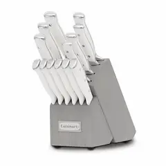 CUISINART - Juego De Cuchillos 14 Pzas Mango Blanco Con Bloque Gris