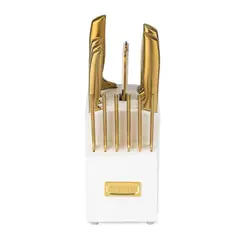 CUISINART - Set Cuchillos Dorados 15 Pzas Con Bloque Blanco