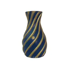 GENERICO - Jarrón decorativo artesanal en cerámica azul y dorado Gwaew Lhoss - Elarië