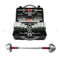 GENERICO - Kit Mancuernas Cromadas Pesas 30kg Con Estuche Y Uni Barra