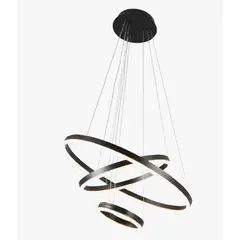 GENERICO - Lampara De Techo Colgante 3 Anillos Negro Atikus