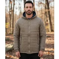 GENERICO - Chaqueta Abrigo Hombre Impermeable Acolchada Doble Faz Con Capota