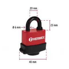 HERMEX - Candado Encauchetado 40mm 43367