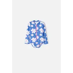 LITTLEMIC - Vestido de baño nterizo manga larga para niña 2T a 5T