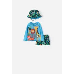 LITTLEMIC - Conjunto de baño estampado azul para bebé niño