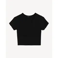 SEVEN SEVEN - Crop Top Ajustado Con Manga Corta Para Mujer Negro