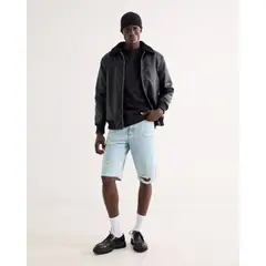 SEVEN SEVEN - Bermuda En Denim Azul Claro Con Rotos Para Hombre Azul