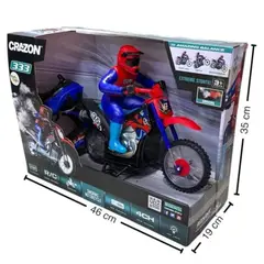 GENERICO - Moto a Control Remoto con Humo Real Luces LED y Giros 360°