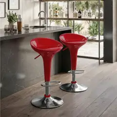 DIMATEX LEON - Set X2 Silla Bar Butaco Alta Giratoria Barra Bar Cocina Refboston Rojo Boston X2