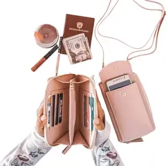 MARLA - Bolso Billetera portacelular 3 en 1 realizado en cuero 100%