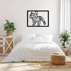 BEER EXPERIENCE LAB - Cuadro decoración pared Animal bulldog perro 60x40cm MDF Negro