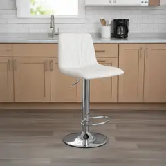 DIMATEX LEON - Silla Bar Butaco Alta Giratoria Pvc Barra Cocina Refmontana Blanco Montana